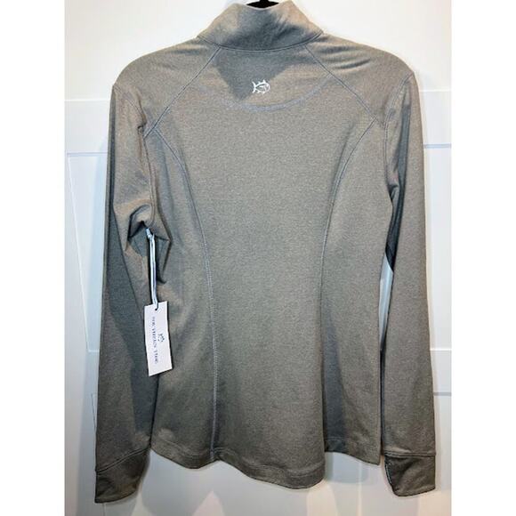 Southern Tide NWT Quarter Zip Shirt Women's Size XS extra Small Gray Blue Trim - Picture 9 of 9